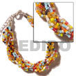 12 Rows Multicolored Twisted Glass Beads Bracelets