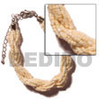12 Rows Creme Twisted Glass Beads Bracelets