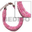 6 Rows Pink Multi Glass Beads Bracelets