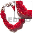 12 Rows Red Twisted Glass Beads Bracelets