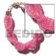 12 Rows Pink Twisted Glass Beads Bracelets