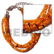 6 Rows Orange Multi Glass Beads Bracelets