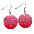 35mm Round Pink Capiz Hand Painted Earrings