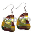 Philippines Hand Painted Earrings Shell Fashion Jewelry Dangling Handpainted And Colored Round 40mm Kabibe SFAS5642ER
