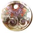 Philippines Hand Painted Pendant Shell Fashion Hand Painted Pendant Jewelry Round 40mm MOP W/ Handpainted Design - Floral/embossed Pendant Maki-e Japanese Art Of Painting Makie Natural Shell Component SFAS5271P