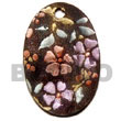 Philippines Hand Painted Pendant Shell Fashion Hand Painted Pendant Jewelry Oval 40mm Blacktab W/ Handpainted Design - Floral/embossed & Velvet Textured Pendants Maki-e Japanese Art Of Painting Makie Natural Shell Component SFAS5279P