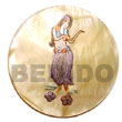 Philippines Hand Painted Pendant Shell Fashion Hand Painted Pendant Jewelry Round 40mm MOP W/ Handpainted Design - Hula Girl/embossed Pendant Maki-e Japanese Art Of Painting Makie Natural Shell Component SFAS5288P