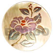 Philippines Hand Painted Pendant Shell Fashion Hand Painted Pendant Jewelry Round 40mm MOP W/ Handpainted Design - Floral/embossed Pendants Maki-e Japanese Art Of Painting Makie Natural Shell Component SFAS5301P