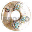 Philippines Hand Painted Pendant Shell Fashion Hand Painted Pendant Jewelry Round 50mm Hammershell Donut W/ Handpainted Design - Floral/embossed Pendant Maki-e Japanese Art Of Painting Makie Natural Shell Component SFAS5328P