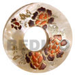 Philippines Hand Painted Pendant Shell Fashion Hand Painted Pendant Jewelry Round 50mm Hammershell Donut W/ Handpainted Design - Floral/embossed Pendants Maki-e Japanese Art Of Painting Makie Natural Shell Component SFAS5329P
