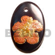 Philippines Hand Painted Pendant Shell Fashion Hand Painted Pendant Jewelry Oval 30mm Blacktab W/ Handpainted Design - Floral/embossed Pendants Maki-e Japanese Art Of Painting Makie Natural Shell Component SFAS5361P