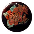 Philippines Hand Painted Pendant Shell Fashion Hand Painted Pendant Jewelry Round 40mm Blacktab W/ Handpainted Design - Floral / Embossed Maki-e Japanese Art Of Painting Makie Natural Shell Component SFAS5916P