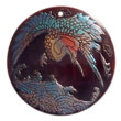 Philippines Hand Painted Pendant Shell Fashion Hand Painted Pendant Jewelry Round 40mm Blacktab W/ Handpainted Design - Bird / Embossed Maki-e Japanese Art Of Painting Makie Natural Shell Component SFAS5930P