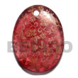 Philippines Hand Painted Pendant Shell Fashion Hand Painted Pendant Jewelry Oval 45mm Transparent Maroon Resin W/ Handpainted Design - Gold Floral / Embossed Maki-e Japanese Art Of Painting Makie Natural Shell Component SFAS5956P