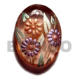 Oval 35mmx25mm Transparent Brown Hand Painted Pendant