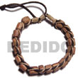 Philippines Macramae Bracelets Shell Fashion Jewelry Palmwood Cylinder Wood Beads in Macrame Brown SFAS5270BR