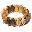 Philippines Wooden Bangles Shell Fashion Wooden Bangles Jewelry 4 Wood Type Diamond Elastic Bangle - Nangka,robles,bayong & Natural Wood Natural Shell Component SFAS017BL