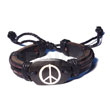 Philippines Leather Bracelets Fashionable Surfer Bracelets Surfers Leather Bracelet Carved Resin Accent Peace Symbol SFAS5299BR