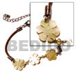 3 Small MOP Flowers Leather Bracelets