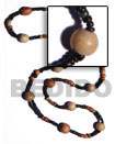 Philippines Long Bohemian Necklace Shell Fashion Long Bohemian Necklace Jewelry "Bohemian"- Asstd. Wood Beads Per Necklace When Ordered In 4-5mm Coco Pokalet Black Neckline / 36 In Natural Shell Component SFAS1860NK