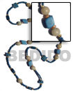 Blue Wood Beads / Long Bohemian Necklace