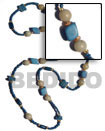 Philippines Long Bohemian Necklace Shell Fashion Long Bohemian Necklace Jewelry Blue Wood Beads / Coco Square Cut /buri Beads Combi In 2-3mm Blue Coco Pokalet. Neckline / 36 In Natural Shell Component SFAS1866NK