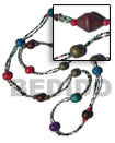 Philippines Long Bohemian Necklace Shell Fashion Long Bohemian Necklace Jewelry 2 Rows Red Cut Glass Beads W/ Wood Beads Combi / 40 In. Natural Shell Component SFAS1890NK