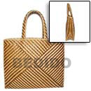 Philippines Native Bags Shell Fashion Bags Jewelry Pandan Indo Stripe Bag/ Large/ 14 1/2 X 5 1/2 X 11 1/2 In/ Handle 6 1/2 In. Natural Shell Component SFASL05BAG