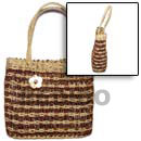 Philippines Native Bags Shell Fashion Bags Jewelry Pandan Lambat Bag/ Medium/ 9 1/2x2 1/2x 9 In. / Handle 6 1/2 In W/ Dangling 40mm MOP Scallop Natural Shell Component SFASL51BAG