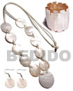 Philippines Set Jewelry Shell Fashion Weekly Jewelry Specials Jewelry 10 Pcs. 35mm Round Kabibe Shells & 1pc. 50mm Round Kabibe Shell Center Accent In Satin Double Cord / 40 In./ W/ Set Earrings And Elastic Bangle Natural Shell Component SET_SFAS2444NK