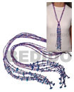 Philippines Ladies Scarf Necklace Shell Fashion Scarf Necklace Jewelry Scarf Necklace - 6 Rows Pink/purple Cut Glass Beads W/ Tassled White Rose Shell In Blue / 46 In. Natural Shell Component SFAS1878NK