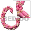 Philippines Seed Bracelets Shell Fashion Seed Bracelets Jewelry 2 Rows Pink Wood Tube W/ Matching 4-5mm Coco Pokalet. & Pink Rose Elastic Bracelet Natural Shell Component SFAS5078BR