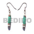 Philippines Seed Earrings Shell Fashion Seed Earrings Jewelry Dangling Pastel Green Buri Seed Tube W/ Coco Splashing Accent Natural Shell Component SFAS287ER