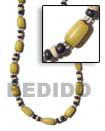 Philippines Seeds Beads Necklace Shell Fashion Seeds Beads Necklace Jewelry Yellow Buri Tube Necklace With Black / Bleach Coco Pokalet & Glass Beads Natural Shell Component SFAS103NK