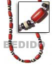 Philippines Seeds Beads Necklace Shell Fashion Seeds Beads Necklace Jewelry Red Buri Tube Necklace With Black Bleach Coco Pokalet & Glass Beads Natural Shell Component SFAS104NK