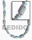 Philippines Seeds Beads Necklace Shell Fashion Seeds Beads Necklace Jewelry Turqoise Blue Buri Tube Necklace With Turqoise Blue Coco Bleach Natural Shell Component SFAS122NK