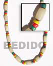 Philippines Seeds Beads Necklace Shell Fashion Seeds Beads Necklace Jewelry White Buri Tube Necklace With Yellow / Red / Green Coco 4-5 Natural Shell Component SFAS123NK