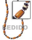 Buri Orange Tube W/ Seeds Beads Necklace