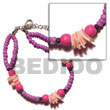 Philippines Shell Bracelets Shell Fashion Shell Bracelets Jewelry 2 Rows 2-3mm Coco Pokalet. Lavender W/ Pink Rose And Wood Beads Natural Shell Component SFAS1014BR