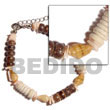 Philippines Shell Bracelets Shell Fashion Shell Bracelets Jewelry 4-5mm Coco Pokalet. Nat. Brown/bleached W/ Yellow Nassa & Pink Rose Natural Shell Component SFAS5073BR