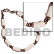Philippines Shell Bracelets Shell Fashion Shell Bracelets Jewelry 4-5mm White Clam Heishe W/ 2-3mm Coco Pokalet. & Glass Beads Natural Shell Component SFAS5075BR