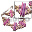 Philippines Shell Bracelets Shell Fashion Shell Bracelets Jewelry 2 Rows Lavender Coco Indian Stick W/ Matching 4-5mm Coco Pokalet & Tiger Nassa Natural Shell Component SFAS5079BR