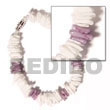 Philippines Shell Bracelets Shell Fashion Shell Bracelets Jewelry White Rose W/ Dyed Lilac White Rose Accent Natural Shell Component SFAS670BR