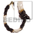 Philippines Shell Bracelets Shell Fashion Shell Bracelets Jewelry Twisted Troca Rice Bead & 2-3mm Coco Pokalet. Black W/ Gold Metallic Beads Natural Shell Component SFAS677BR