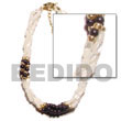 Philippines Shell Bracelets Shell Fashion Shell Bracelets Jewelry Twisted Troca Rice Bead & 2-3mm Coco Pokalet. Black W/ Gold Metallic Beads Natural Shell Component SFAS680BR