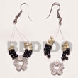 Philippines Shell Earrings Shell Fashion Shell Earrings Jewelry Floating 2-3mm Black Coco Pokalet W/ Acrylic Crystals Natural Shell Component SFAS1003ER