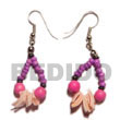 Philippines Shell Earrings Shell Fashion Shell Earrings Jewelry Dangling 2-3mm Pink Coco Pokalet W/ Pink Rose Natural Shell Component SFAS1014ER