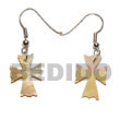 Dangling 19x14mm MOP Cross Shell Earrings