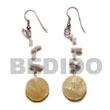 Philippines Shell Earrings Shell Fashion Shell Earrings Jewelry Dangling 20mm Round MOP W/ Beads & White Rose Natural Shell Component SFAS5039ER