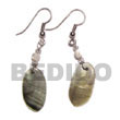 Dangling 30mm Oval Black Shell Earrings